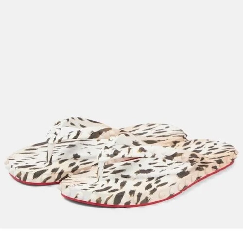 Christian Louboutin SUPER LOUBI Spikes Flip Flop Sandals Vintage Rose Gigi